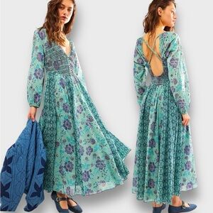 NWOT Free People A New Way Maxi Dress in Teal Size Small
